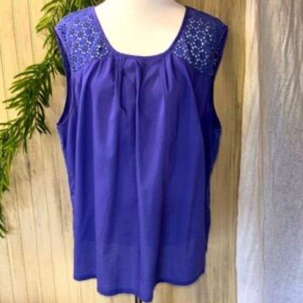 Boden Blue-Purple Beaded Sleeveless Blouse